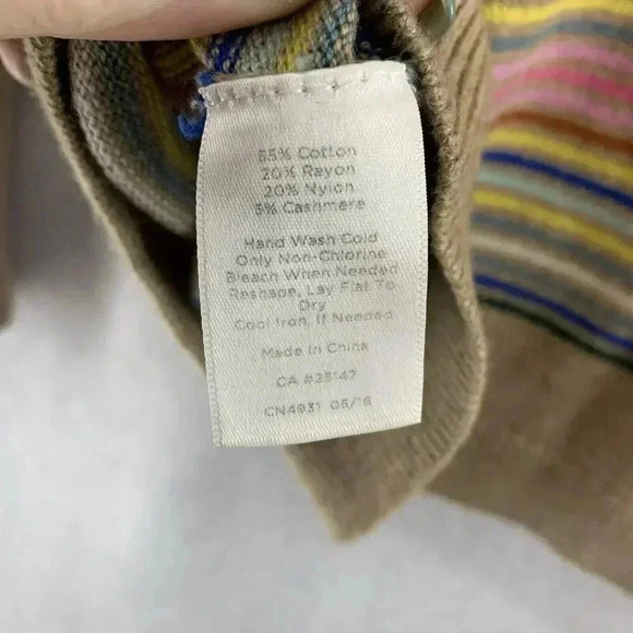 Talbots Women’s S Long Sleeve Sweater, Beige with Multicolor Stripes 5% Cashmere - Picture 5 of 5